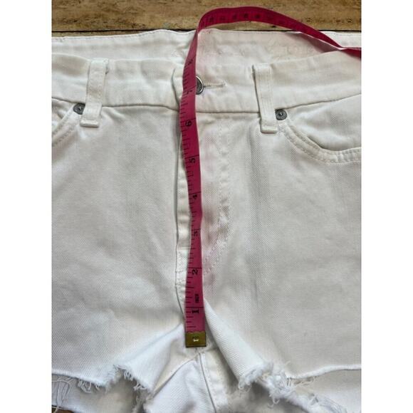 7 For All Mankind White Denim Cut Off Shorts Size 28 - Picture 7 of 10